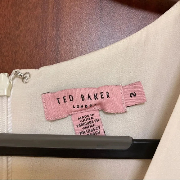 TED BAKER Sample Blue and White Silk Dress Size 2 US Size 6 - Picture 4 of 12